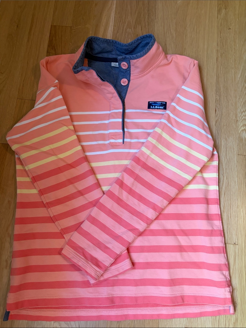 L.L.Bean Striped Henley Pullover, size M